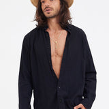 The Nammos - black Linen shirt