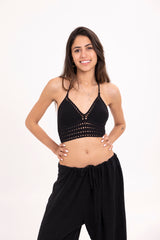 The Cropped - black crochet top