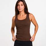 Refined - Ribbed U tank top - Brown