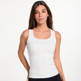 Refined - Ribbed U tank top - white