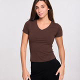 Sculpt Tee V-neck - Brown