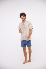 The Striped Beige x Navy  - Shirt