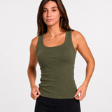 Refined - Ribbed U tank top - Olive