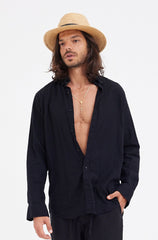 The Nammos - black Linen shirt
