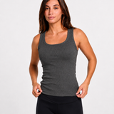 Refined - Ribbed U tank top - Grey